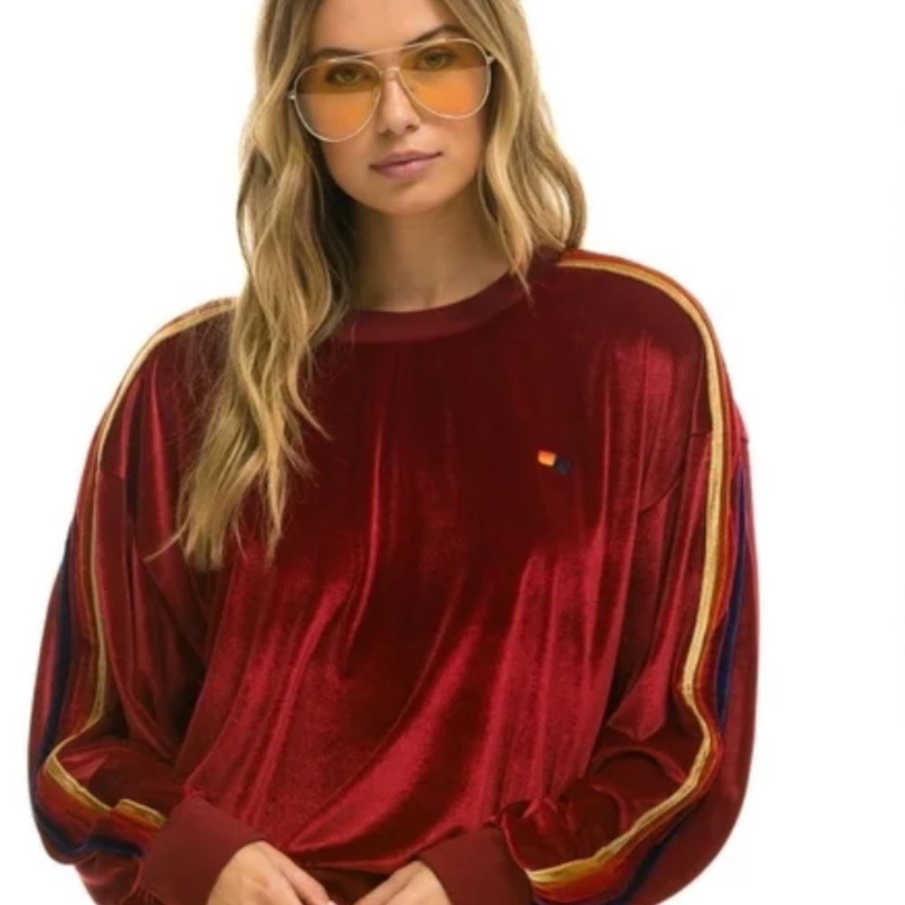 Aviator Nation Red Crew Neck Sweater